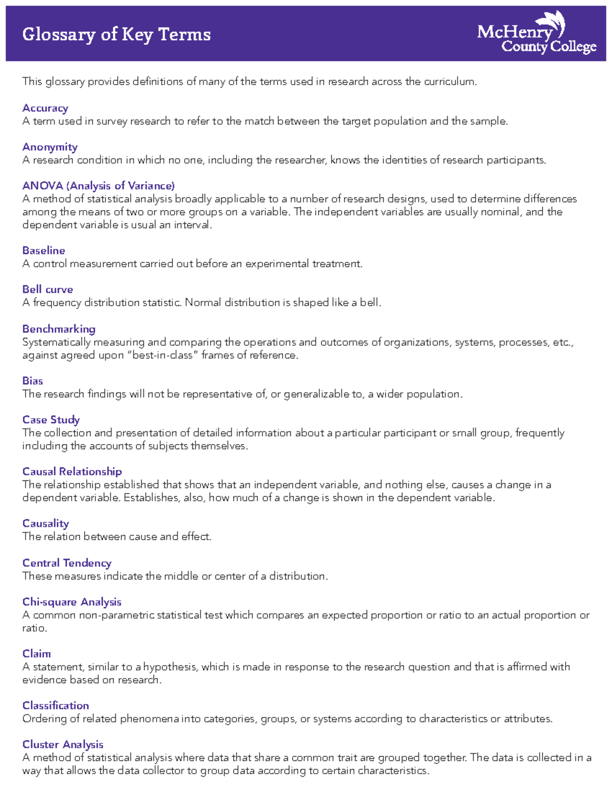 Research Terms Glossary for Academic Studies - Studocu