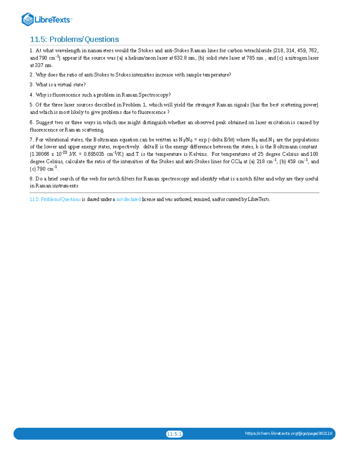 Raman Spectroscopy Questions and Problems (Course Code: CHEM) - Studocu