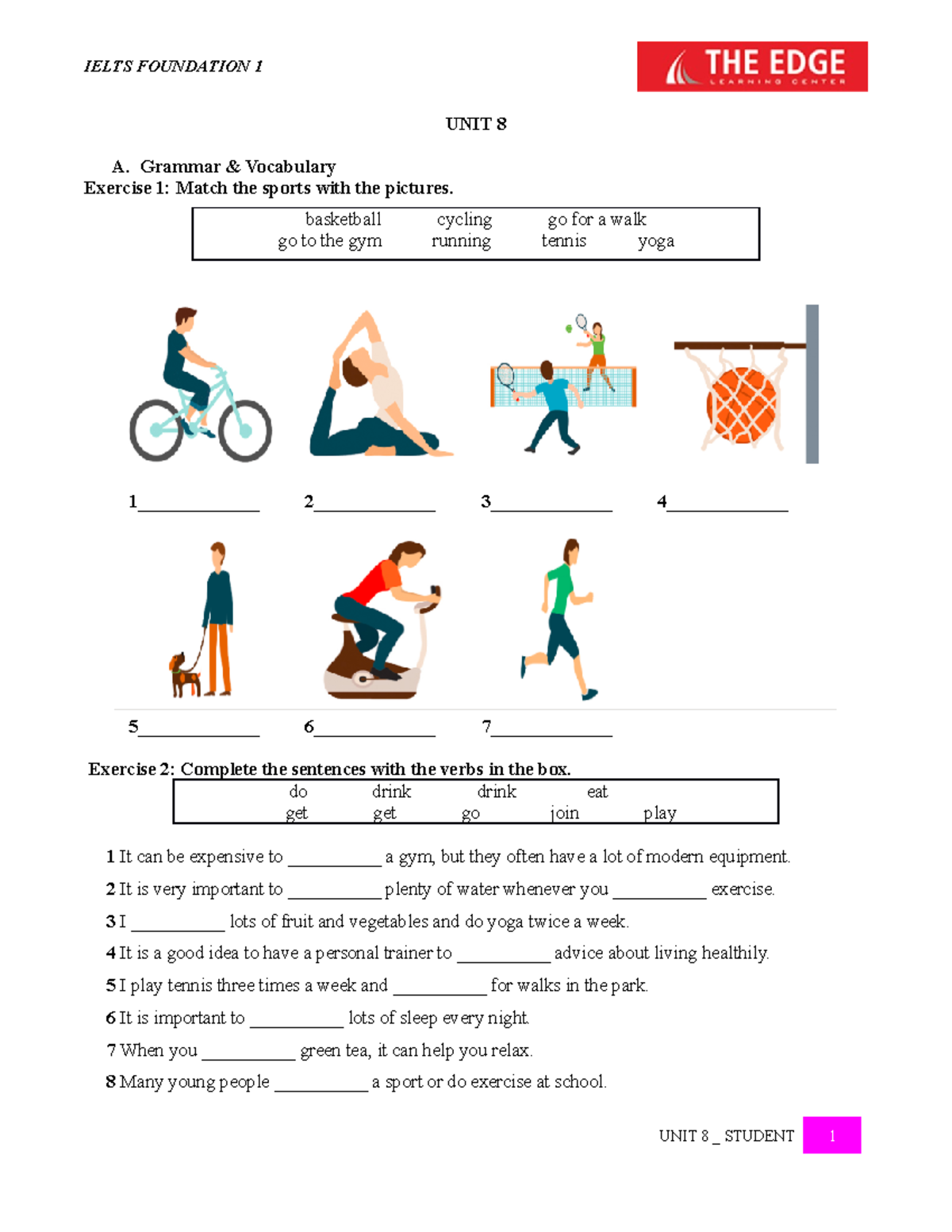 UNIT 8 - Student Grammar & Vocabulary Exercises on Health - Studocu