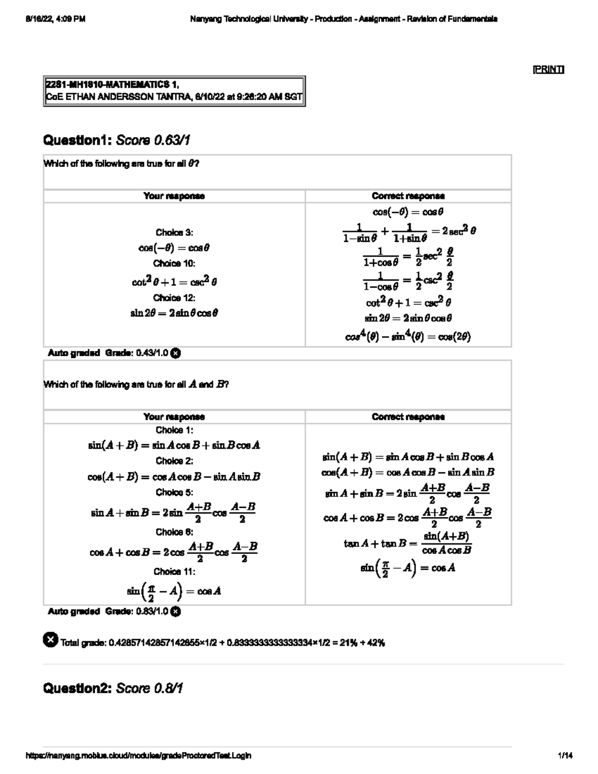 MH1801 Assignment 1 Solutions and Grading Details - Studocu