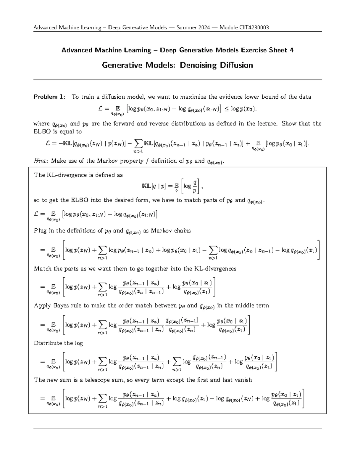 Advanced Machine Learning Exam P1 - Solutions for 2024 - Studocu