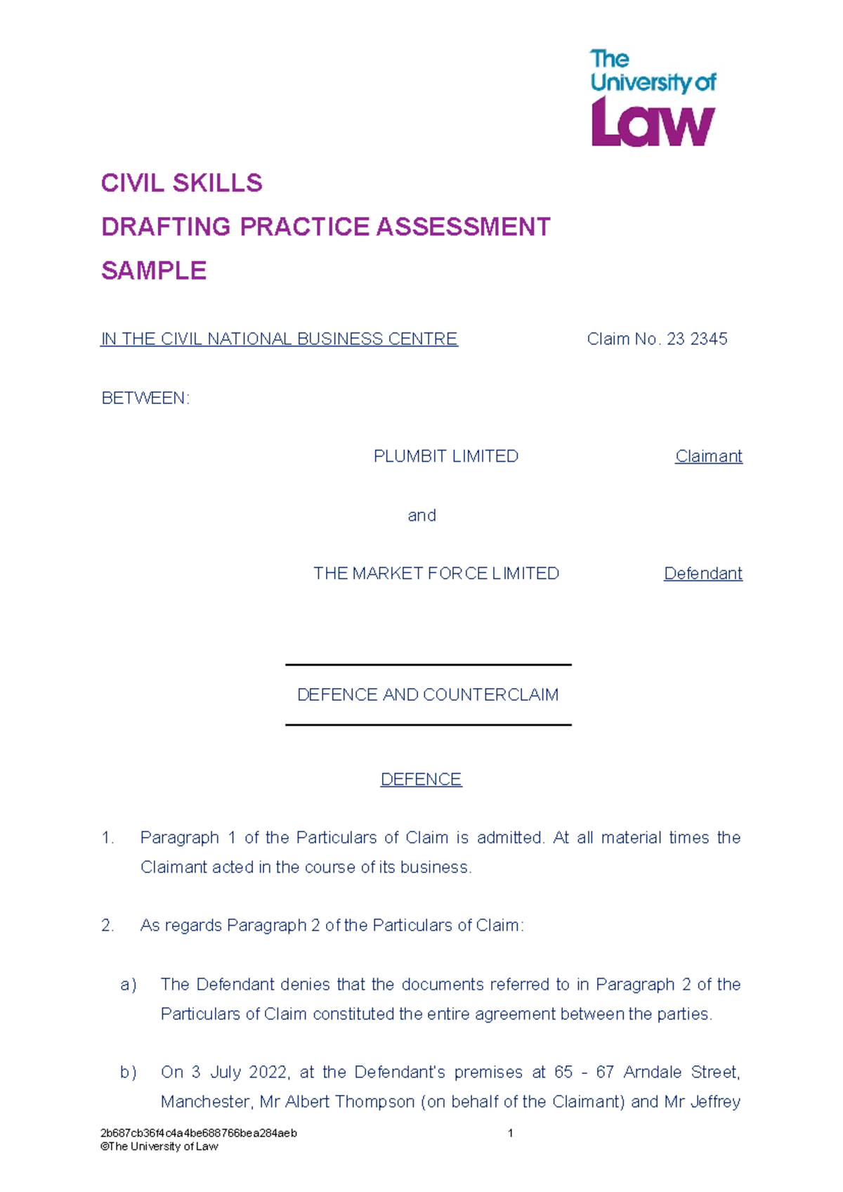 2324 CIV CE02 Drafting Practice Assessment Sample Document - Studocu