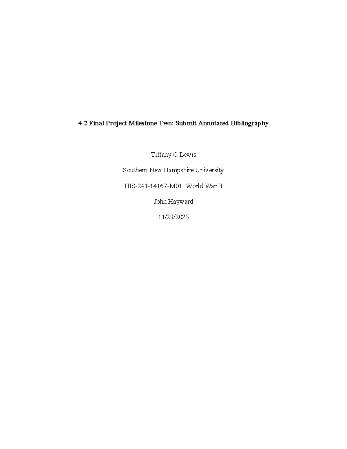 Final Project Milestone 2: Annotated Bibliography on Operation ...