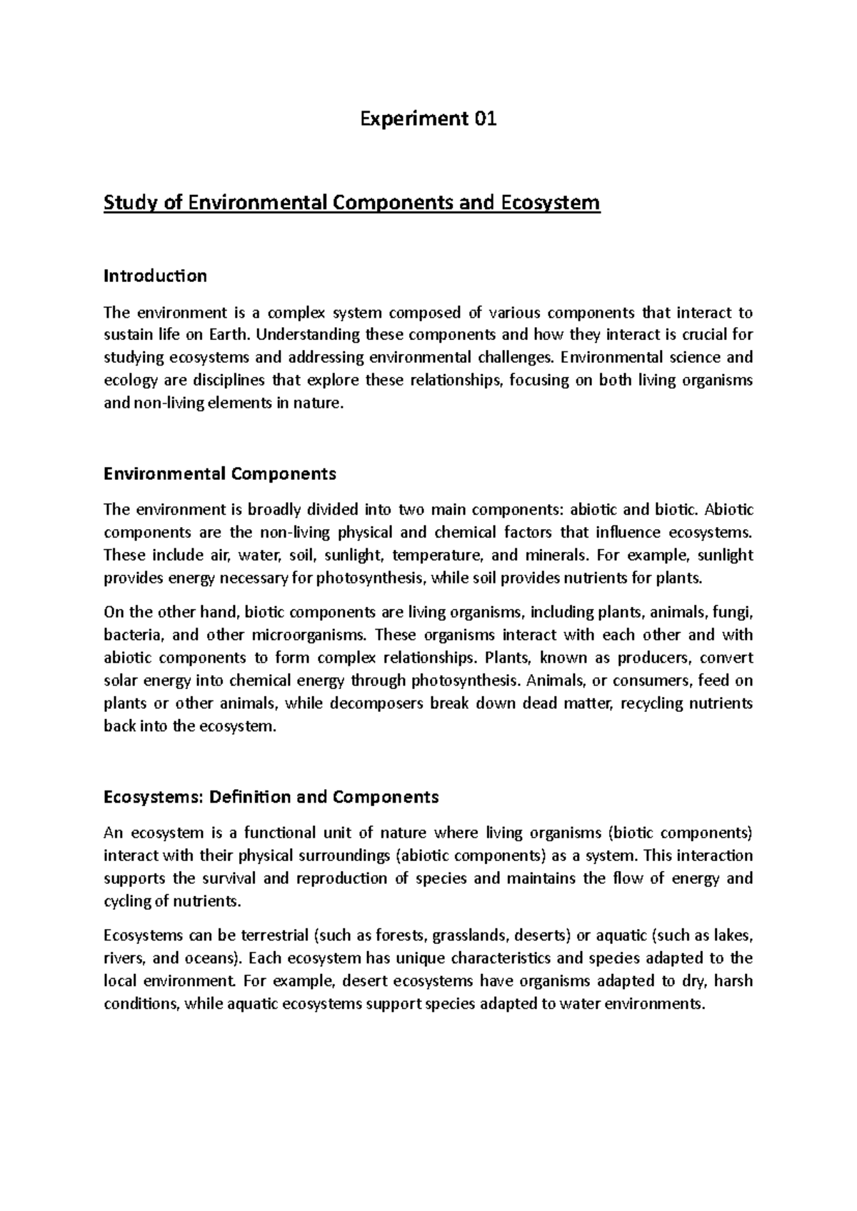 EVS - Practical Experiments on Environmental Components and Ecosystems ...