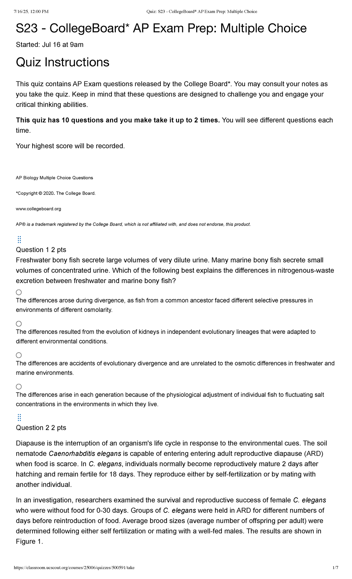 Quiz S23: AP Exam Prep - Multiple Choice Questions Overview - Studocu