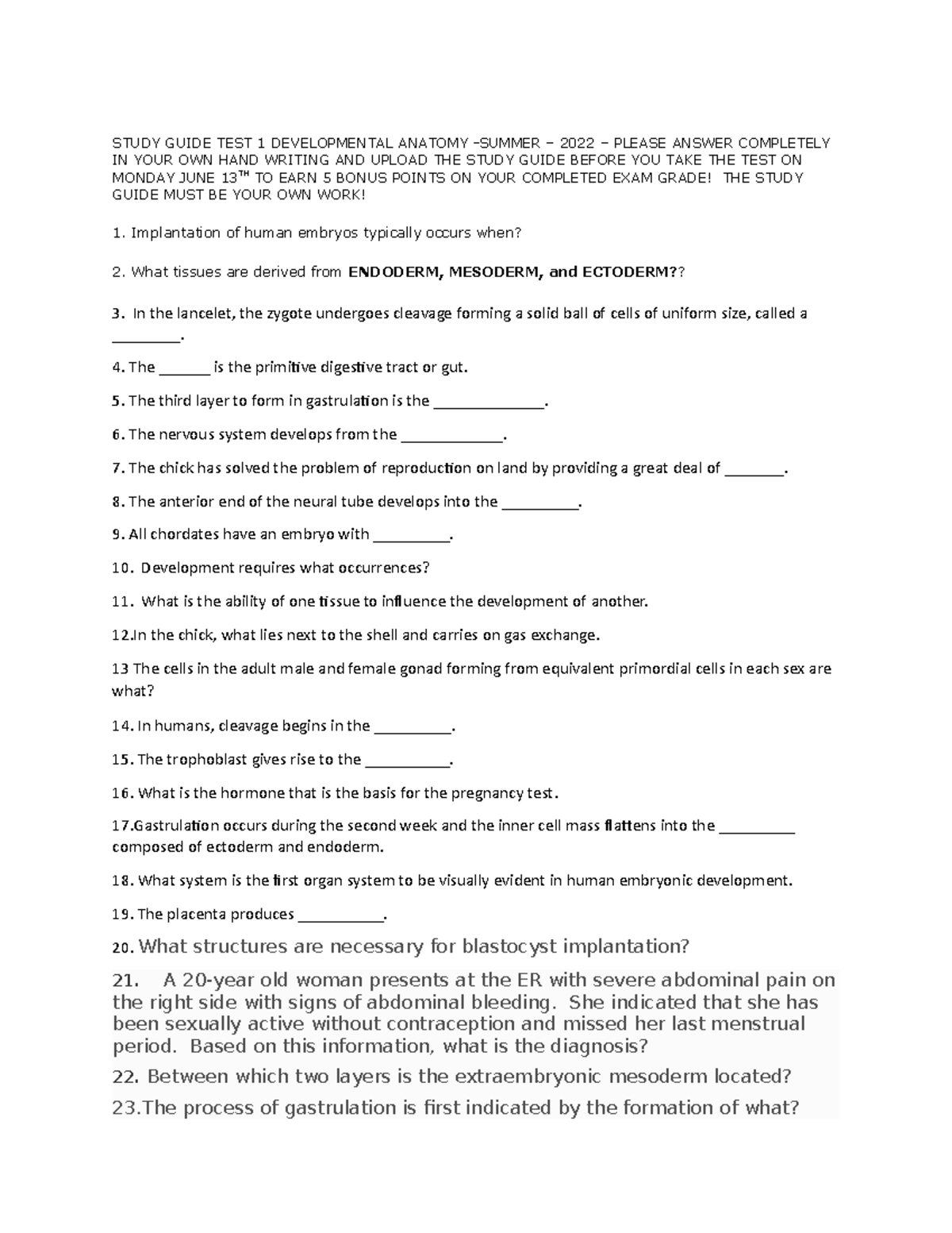 Study+ Guide+ Developmental+ Anatomy+TEST+1+ Lecture+ Summer+2022+use ...