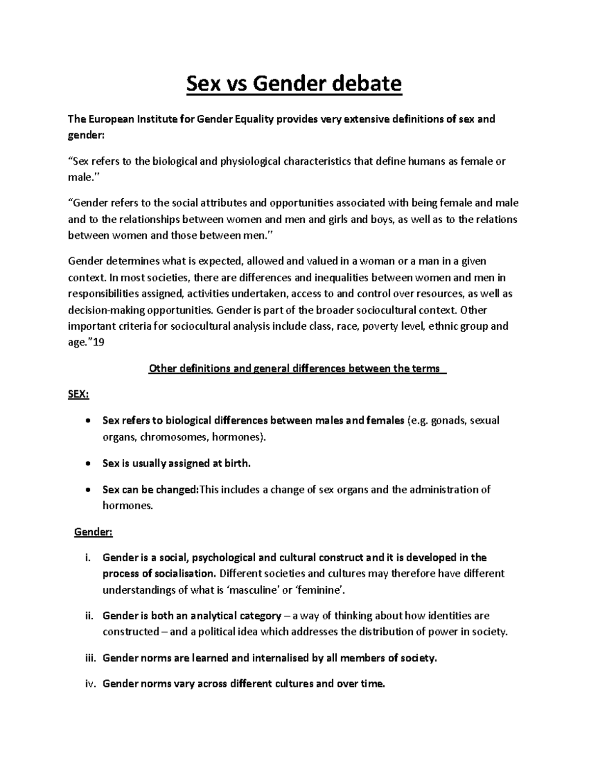 Sex vs gender debate - it is based on research - Sex vs Gender 