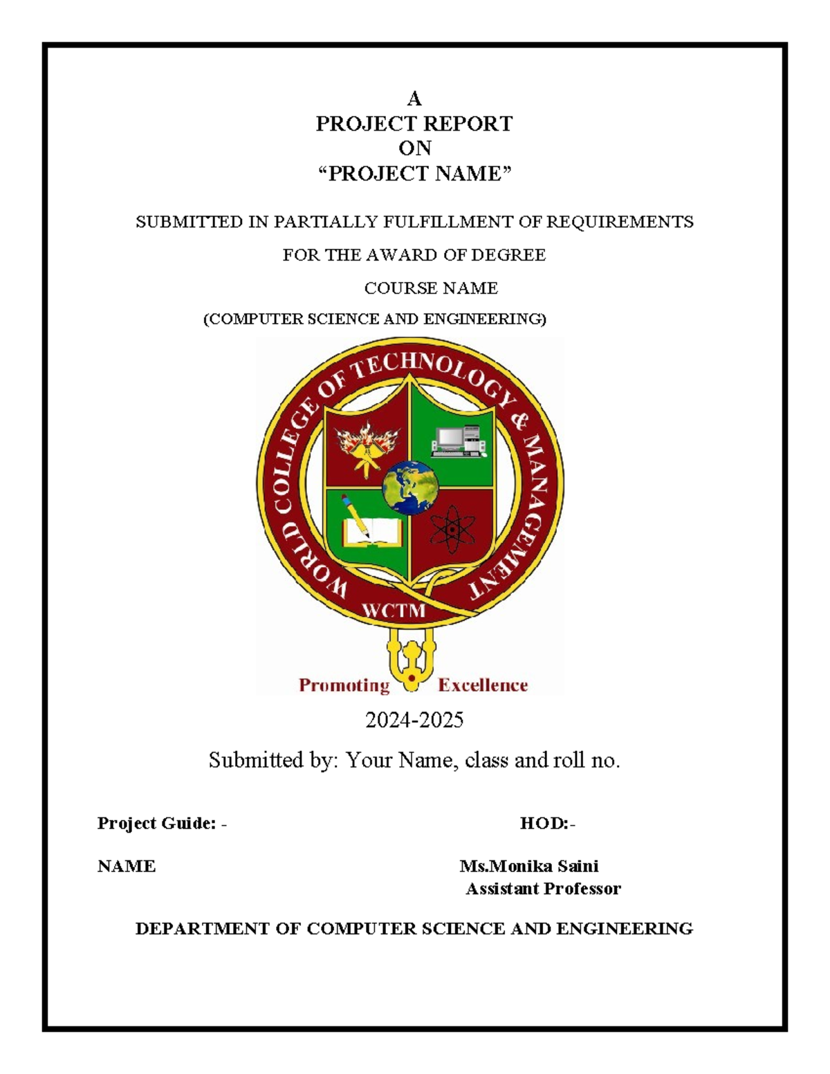 Project Report for CSE 2k25: Sample Submission - Studocu