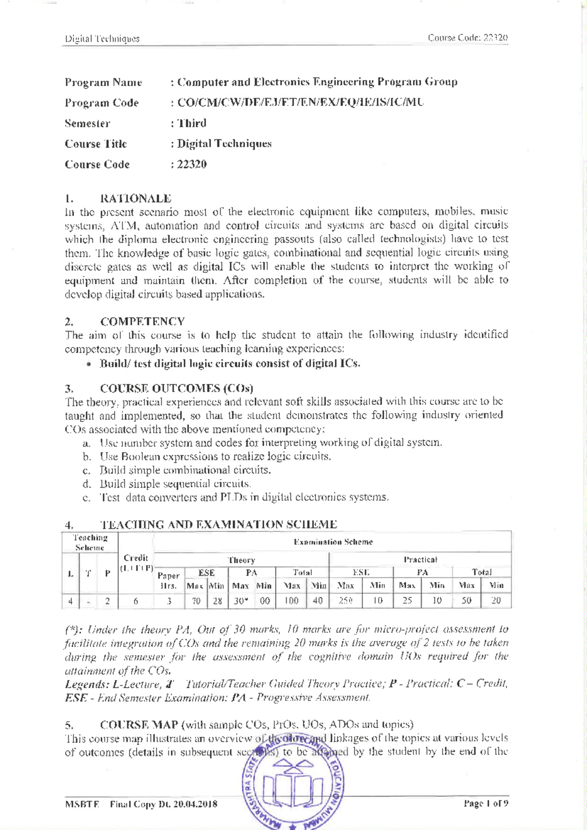 22320 - DTE Syllabus Overview for Digital Techniques Course - Studocu