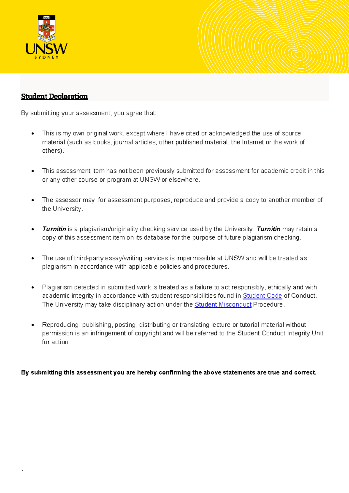 Moodle Assessment Turnitin Student Declaration Legal Final - 1 Student ...