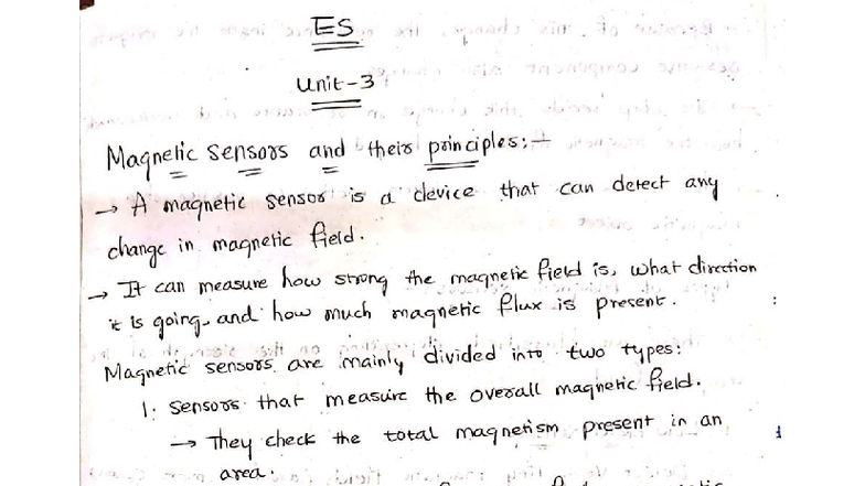 ES Unit 3 - Magnetic Sensors: Principles and Applications - Studocu