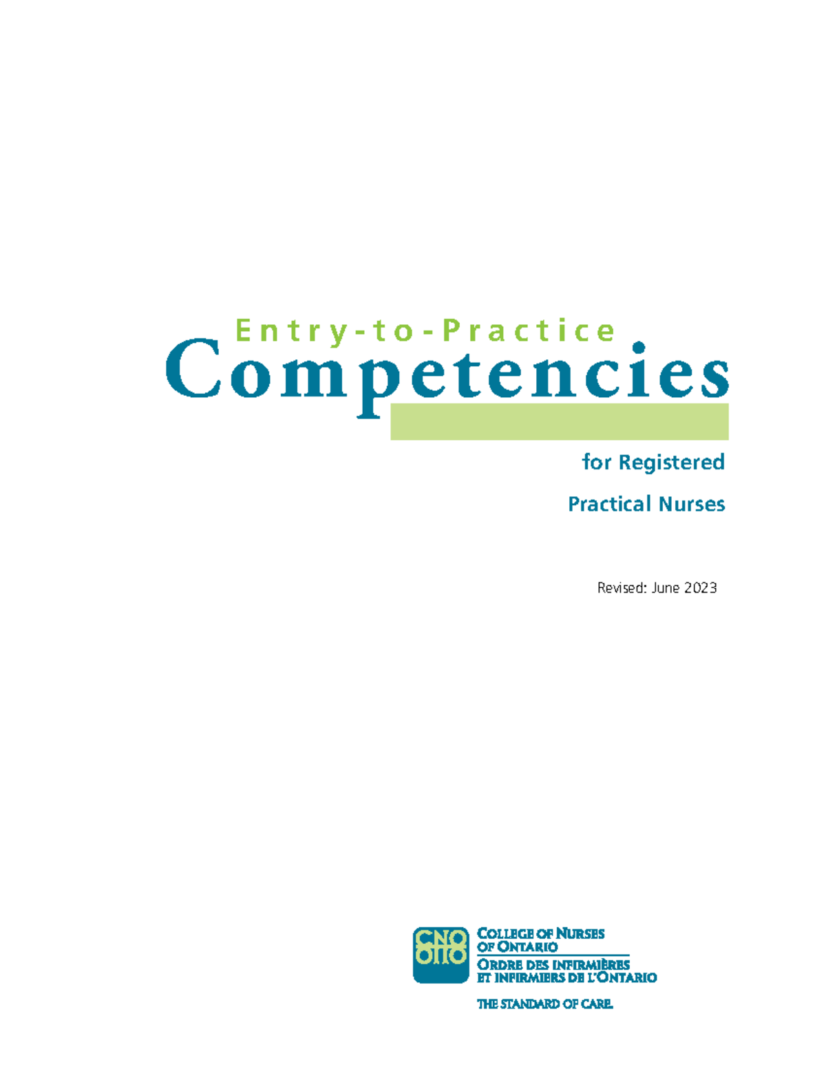 Entry-to-Practice Competencies for RPNs - Revised June 2023 - Studocu