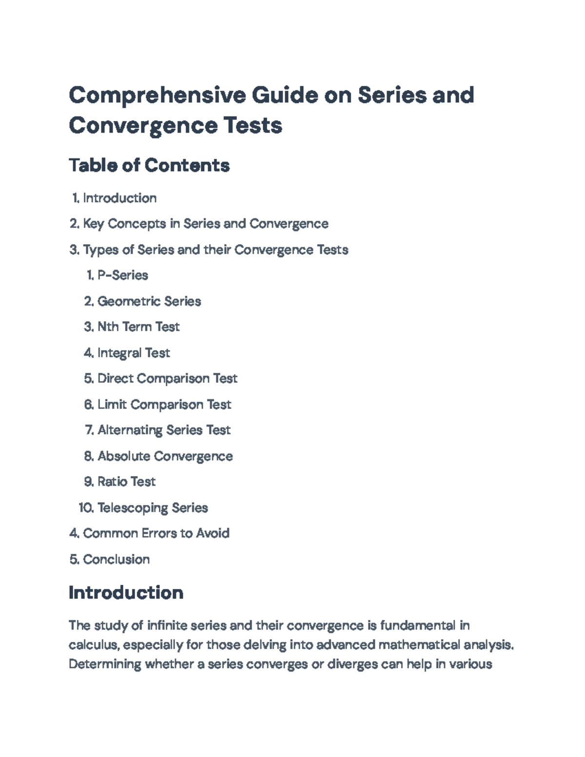 Comprehensive Guide to Series and Convergence Tests - AP Calc BC ...