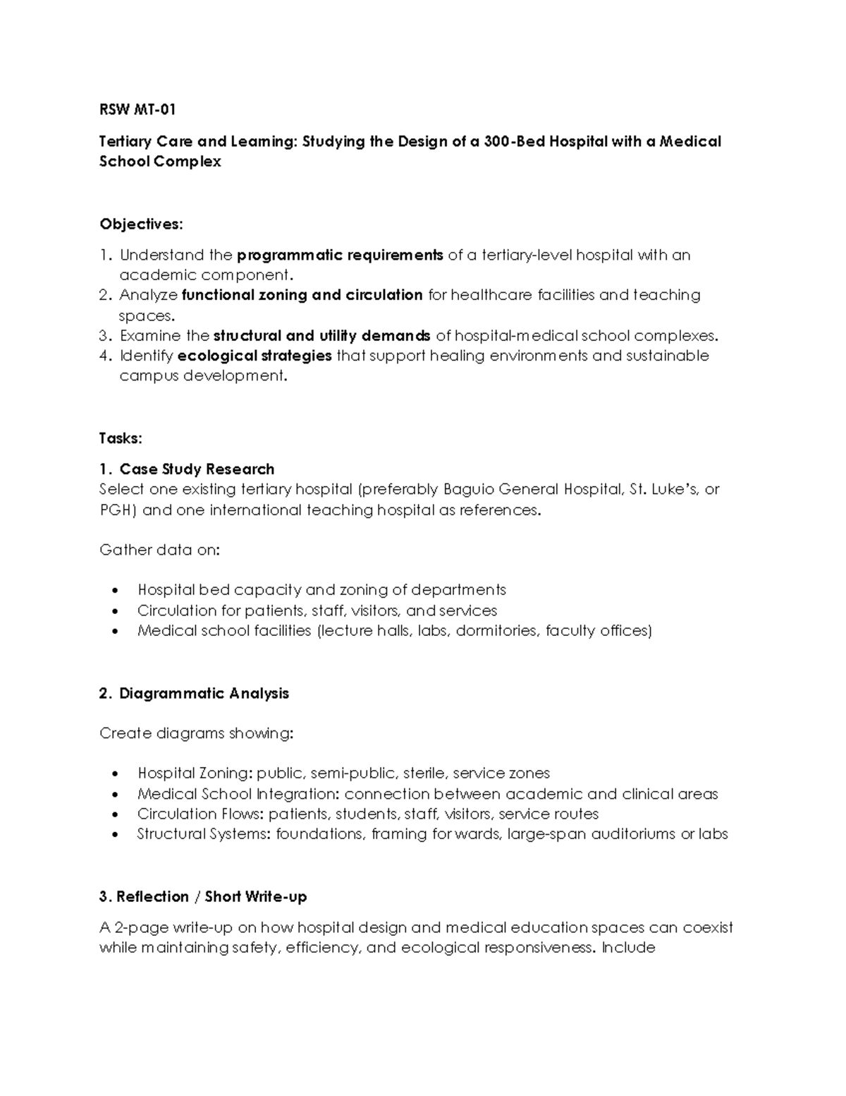 RSW-MT-02 Des-8: Case Study on Tertiary Hospital Design & Medical ...