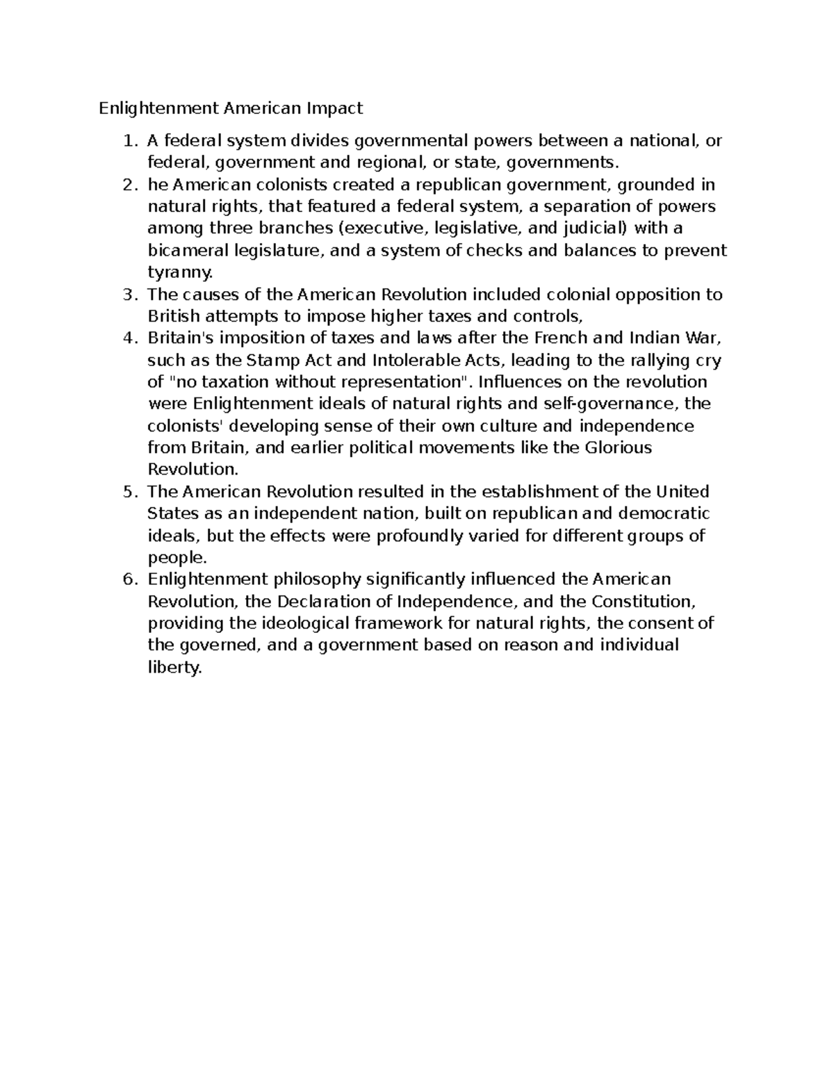 Enlightenment's Influence on the American Revolution: A Study - Studocu
