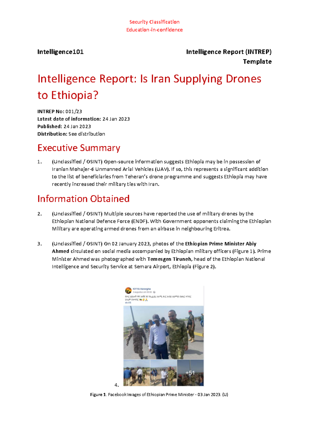 INT101 INTREP: Iran's Drone Supply to Ethiopia - Analysis Report - Studocu