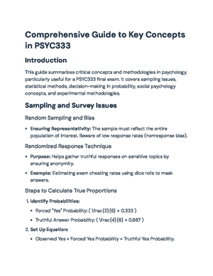 Comprehensive Study Guide for PSYC 333 Final Exam: Key Theories ...