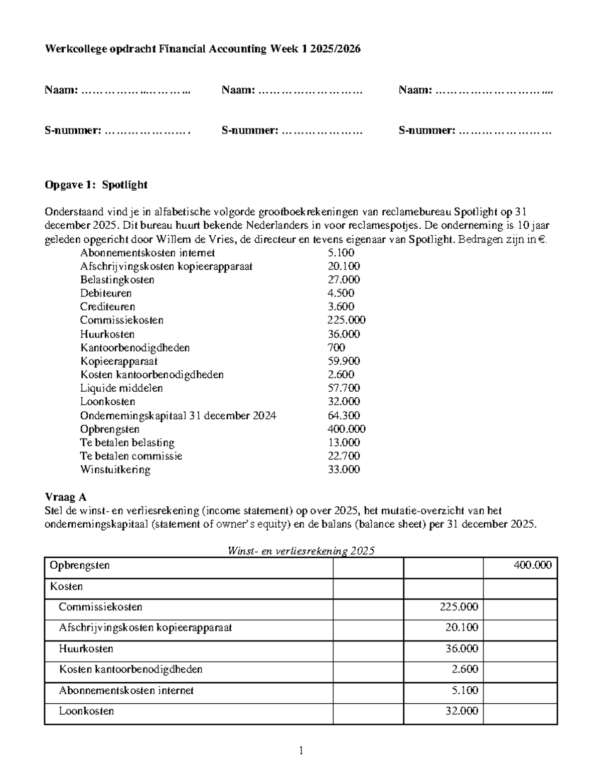 Werkcollege Week 1 FA BDK 2025-2026: Antwoorden en Overzichten ...