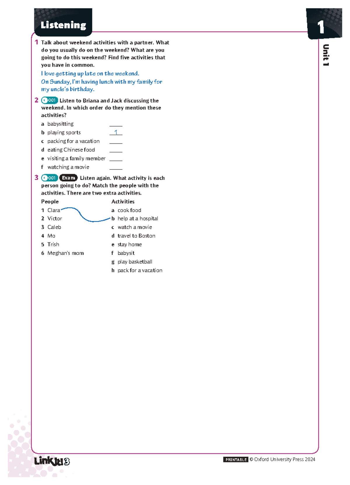 Linkit 2e 3 Listening - Practice Material for Weekend Activities and ...