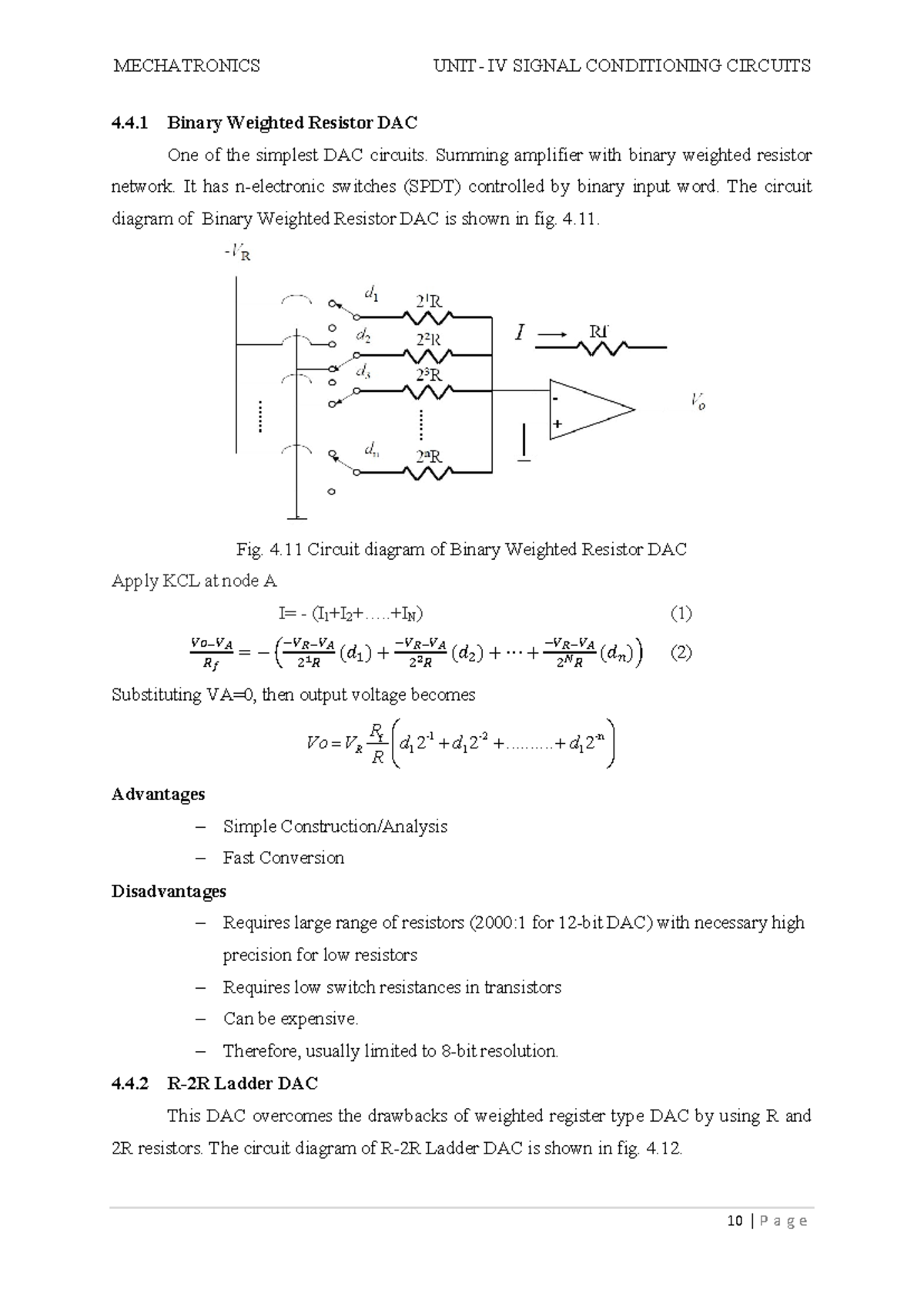 Signal Conditioning Circuits Part 2 - 4.4 Binary Weighted Resistor DAC ...