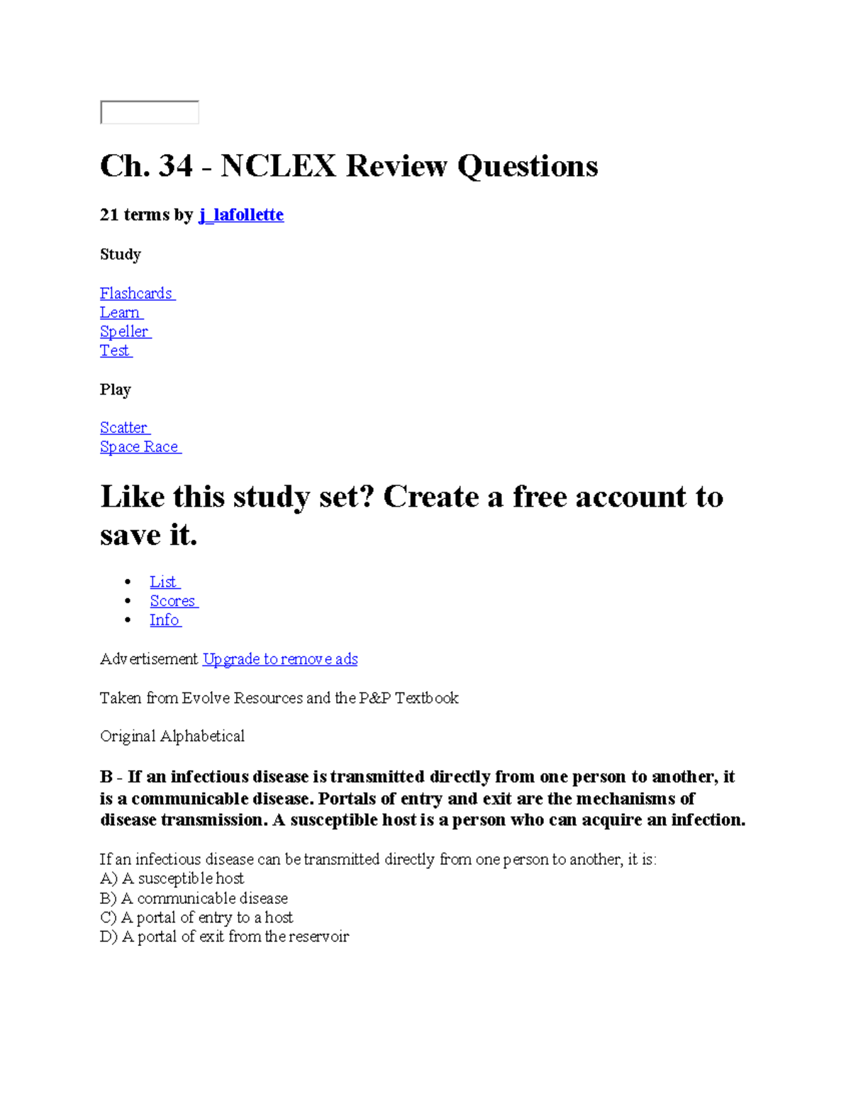 Ch. 34 NCLEX Review Questions - Key Concepts & Terms for Exam 2 - Studocu