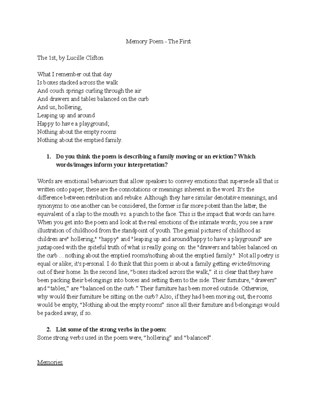 Poem Analysis Worksheet - Rab - TVO ENG4U Poem analysis worksheet Poem ...
