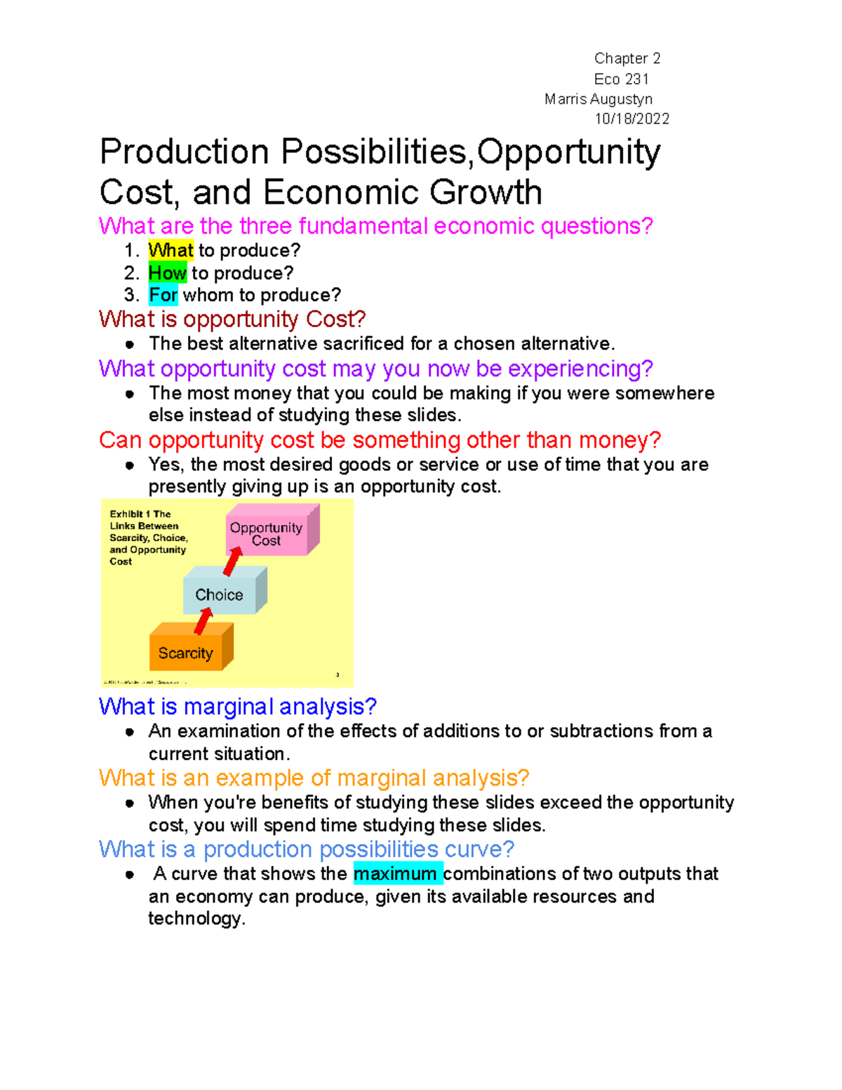 Eco 231: Production Possibilities, Opportunity Cost & Economic Growth ...