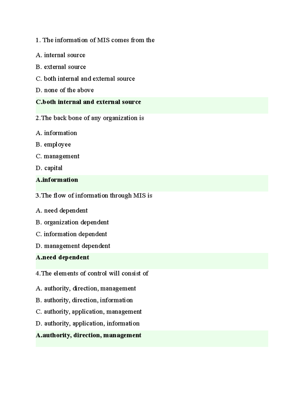MIS MCQs - Multiple Choice Questions for Management Information Systems ...