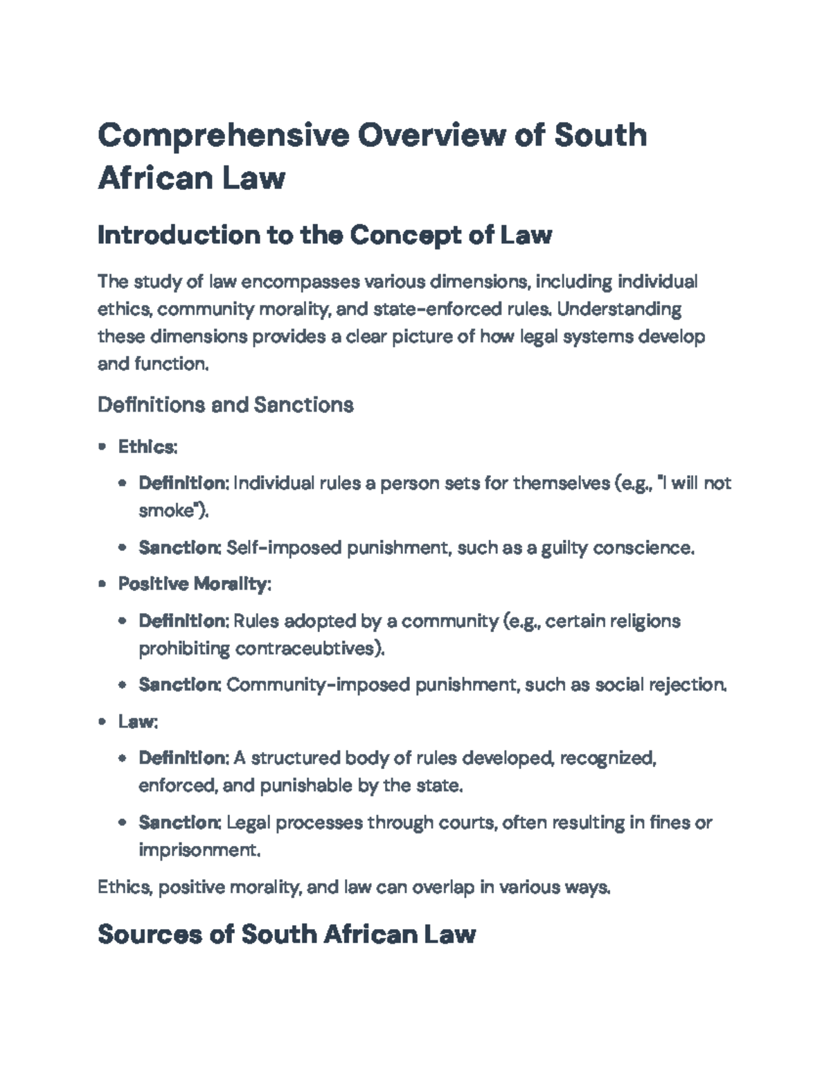 Comprehensive Overview of South African Law - Simulation in Law I ...