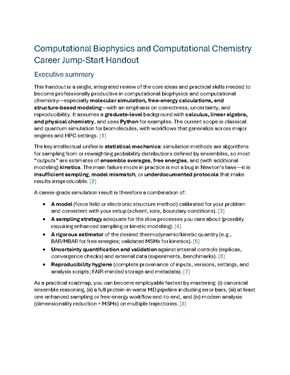 Computational Biophysics & Chemistry Career Jump-Start Handout - Studocu