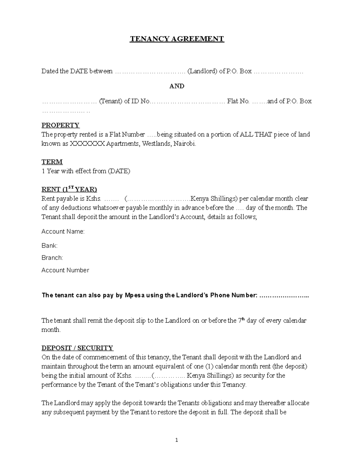 Tenancy Agreement (Including Dispute Resolution Clause) - Studocu