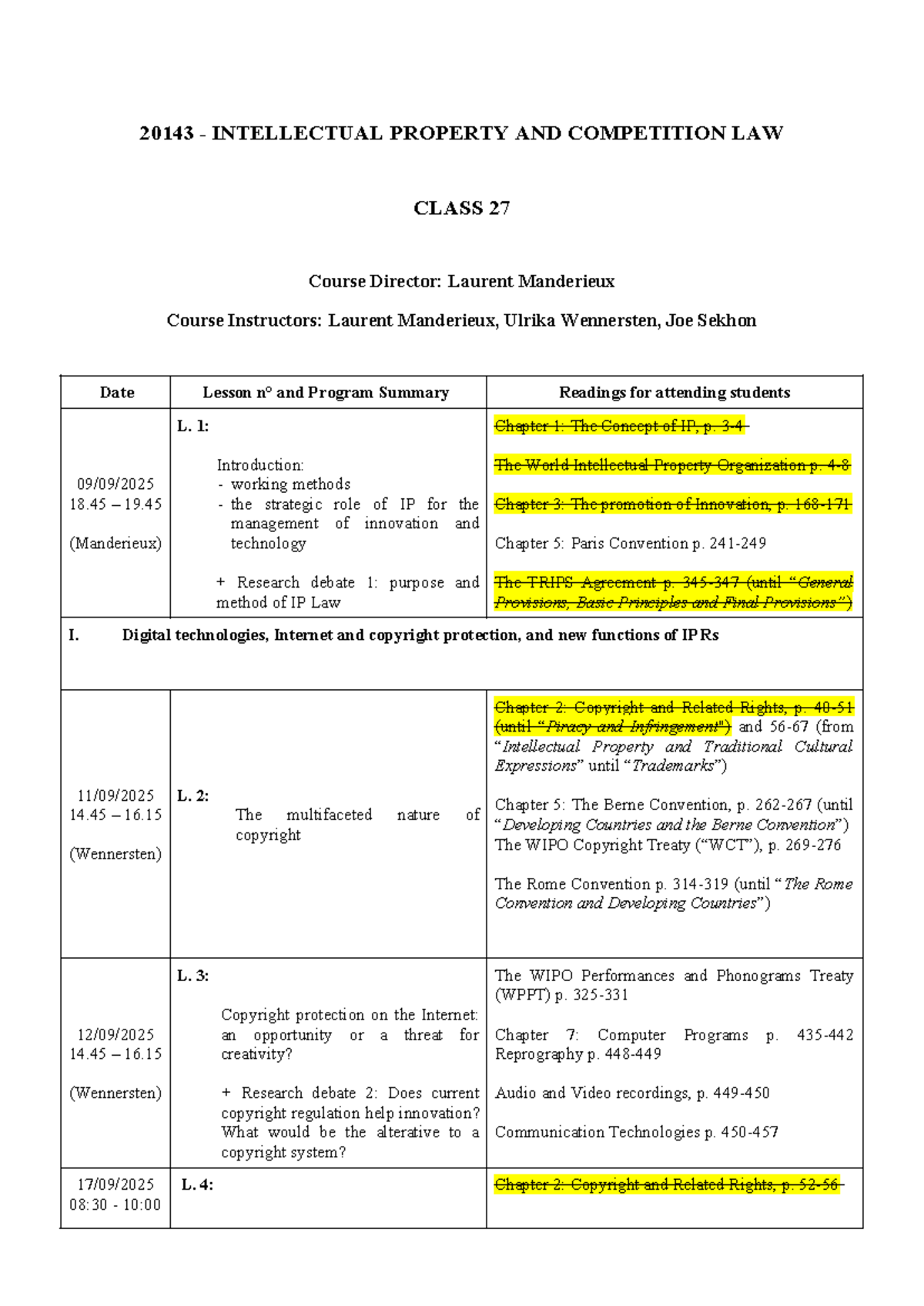 20143 INTELLECTUAL PROPERTY AND COMPETITION LAW SYLLABUS 2025-2026 CL ...