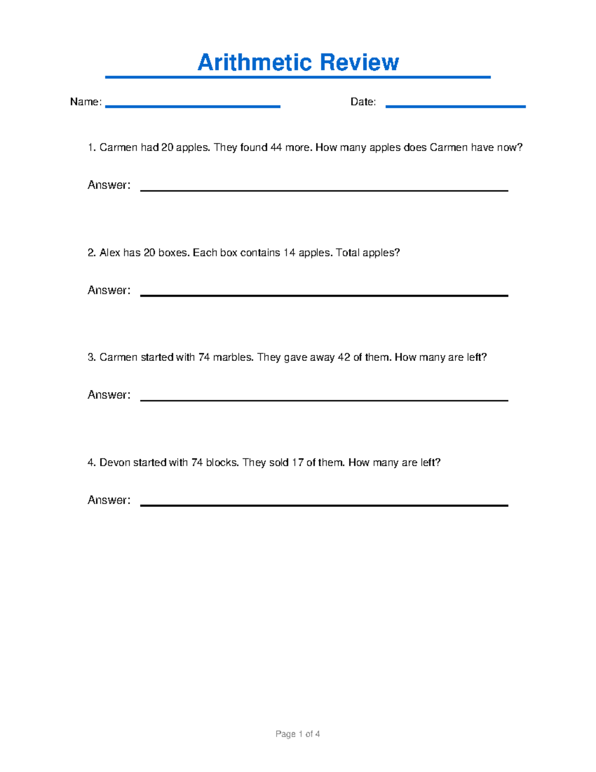 Arithmetic Review: Practice Problems and Answers (9) - Studocu