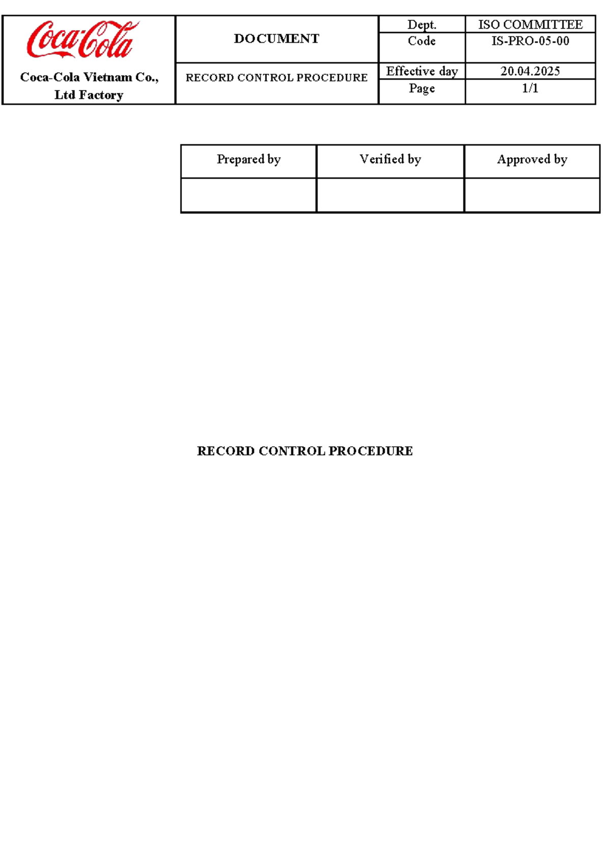 Vietnam Co., Ltd ISO Document Control Procedure Overview and Guidelines ...