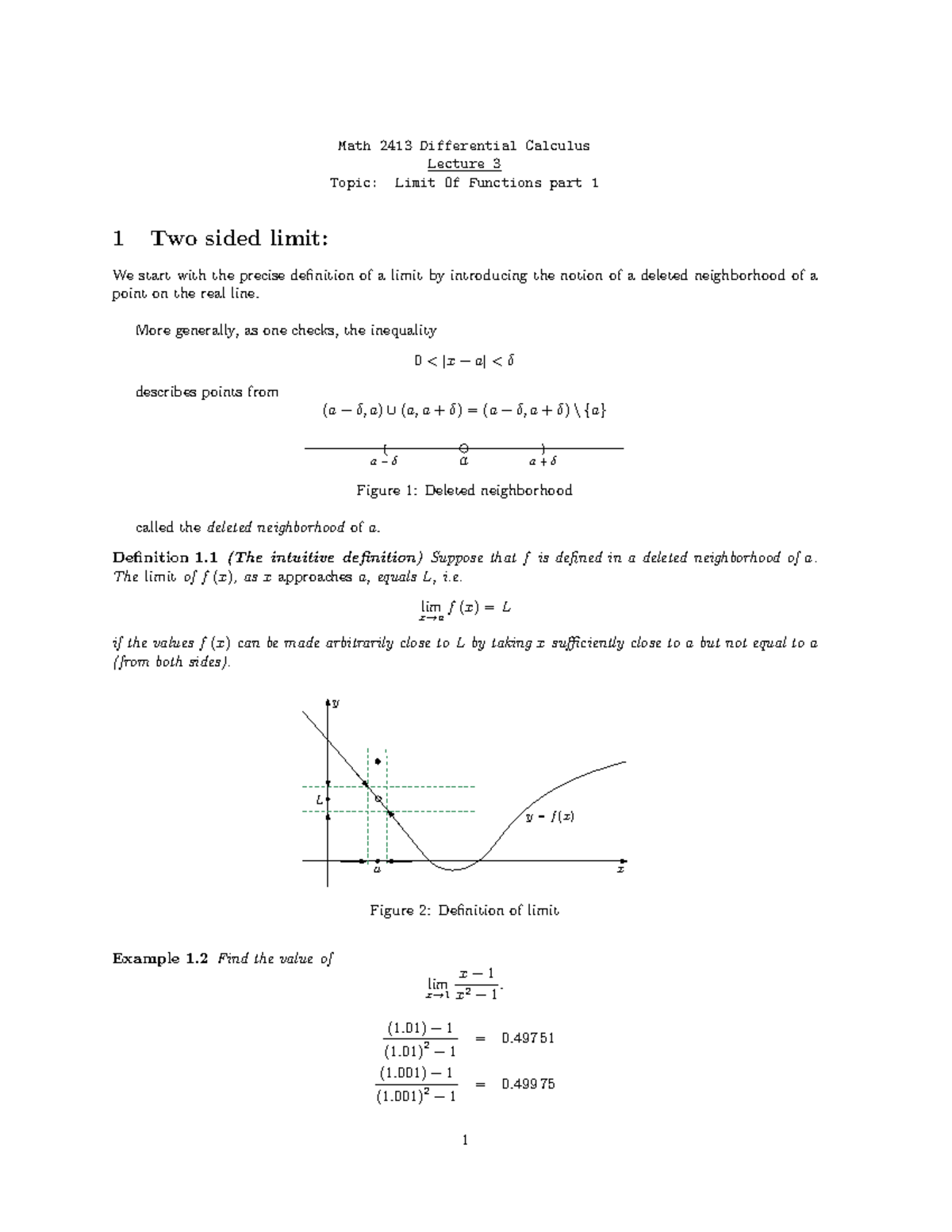 Math 2413 Lecture 3: Understanding Limits of Functions - Studocu