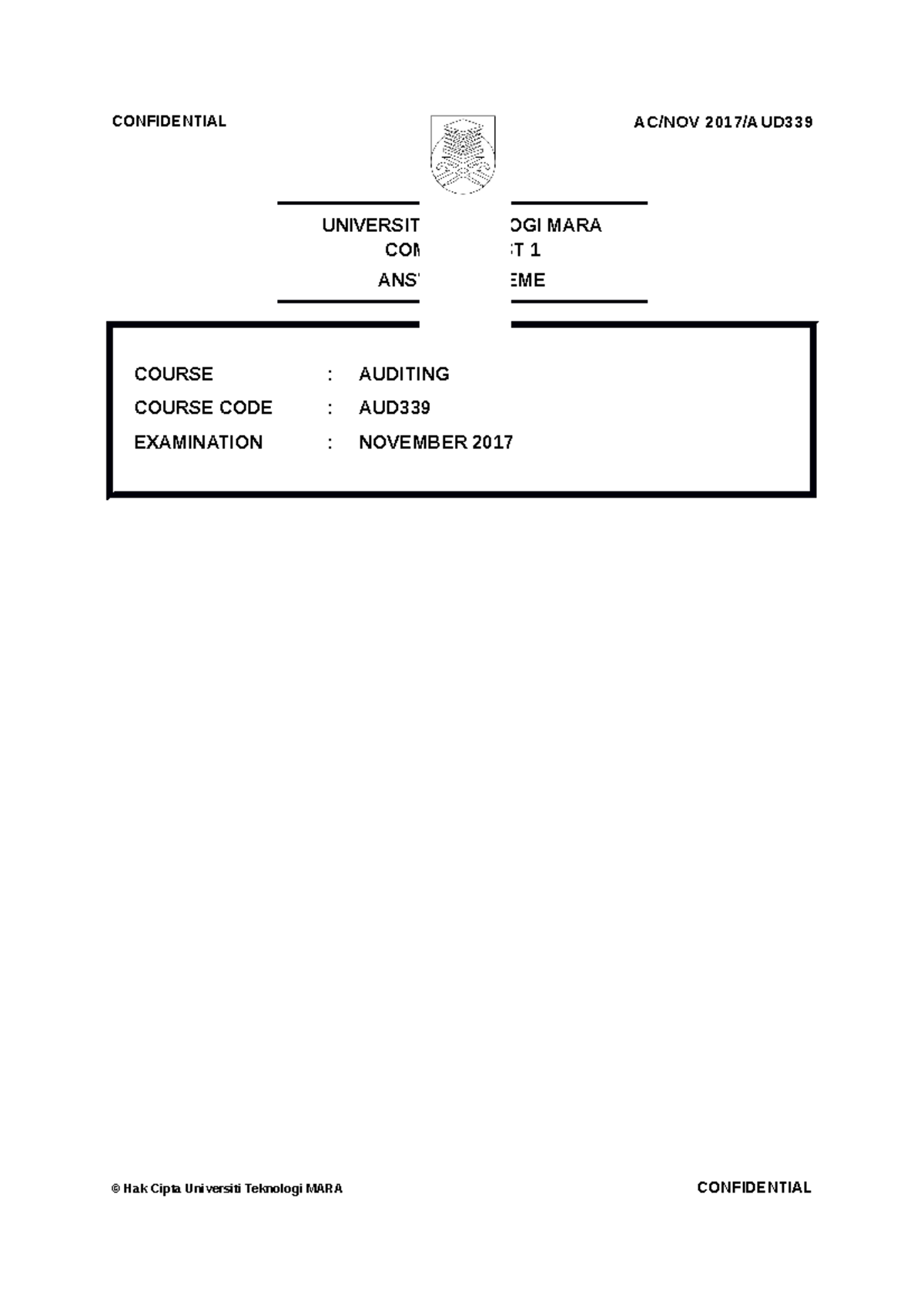 CT AUD339 SS NOV2017 - assessment - UNIVERSITI TEKNOLOGI MARA COMMON ...