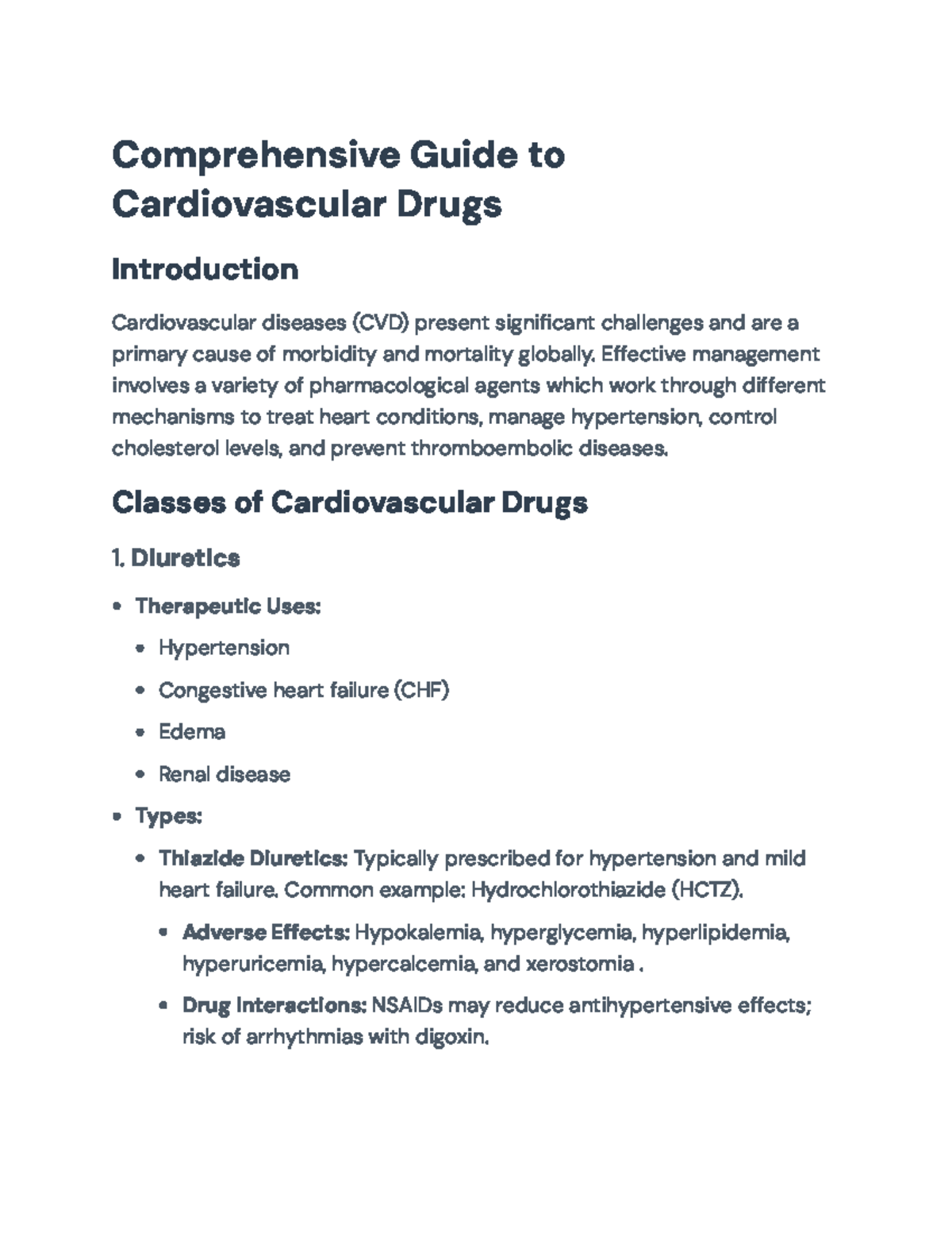 Comprehensive Overview of Cardiovascular Drugs and Their Uses ...