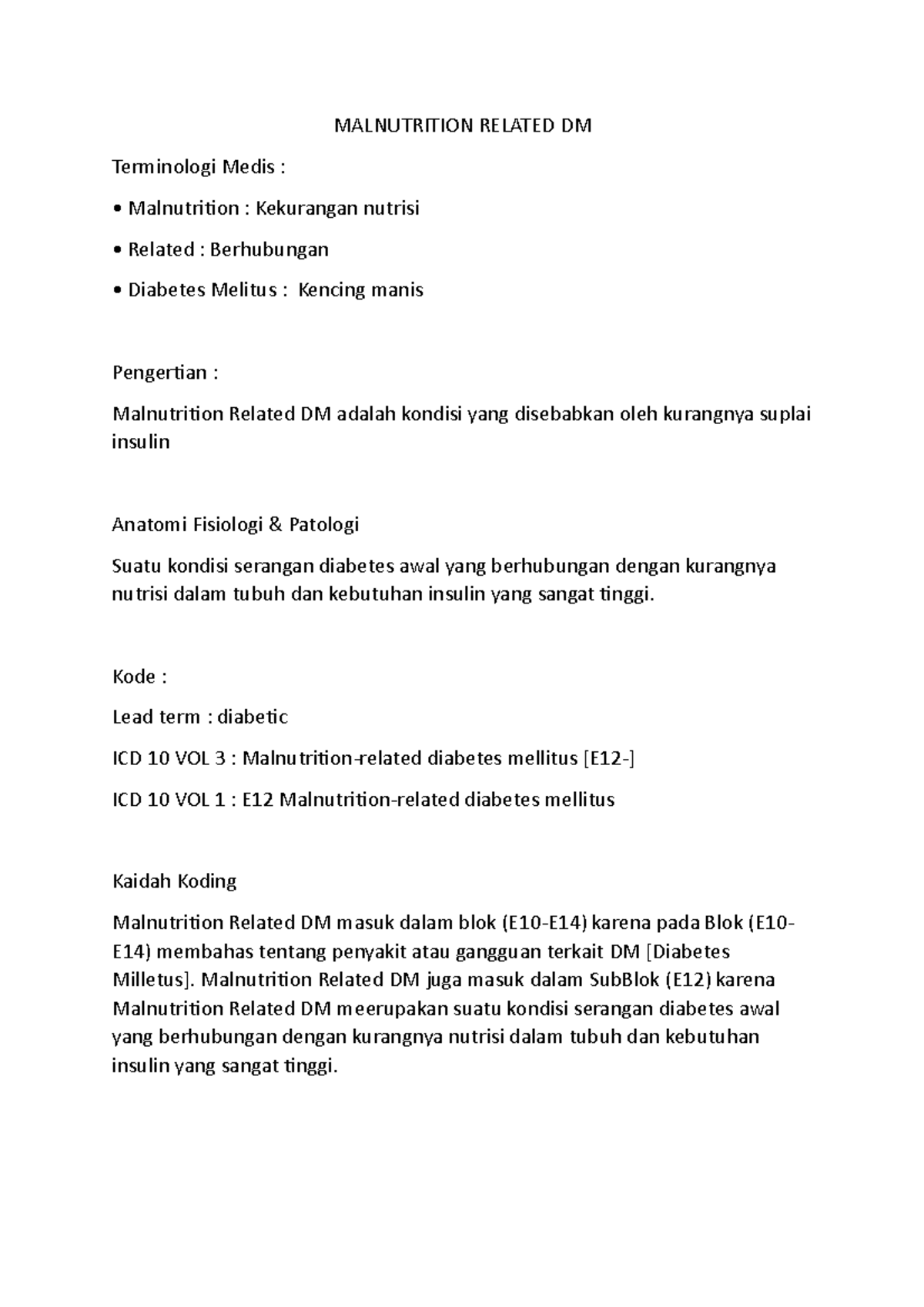 Malnutrition-Related Diabetes Mellitus: Terminology & ICD 10 Insights ...