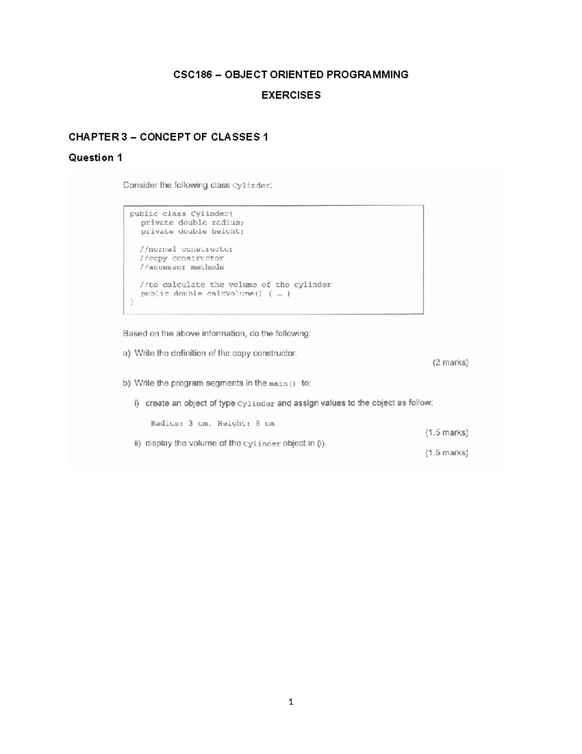 CSC186 Exercise Chap 3Chap4 - Object-oriented programming - CSC186 ...