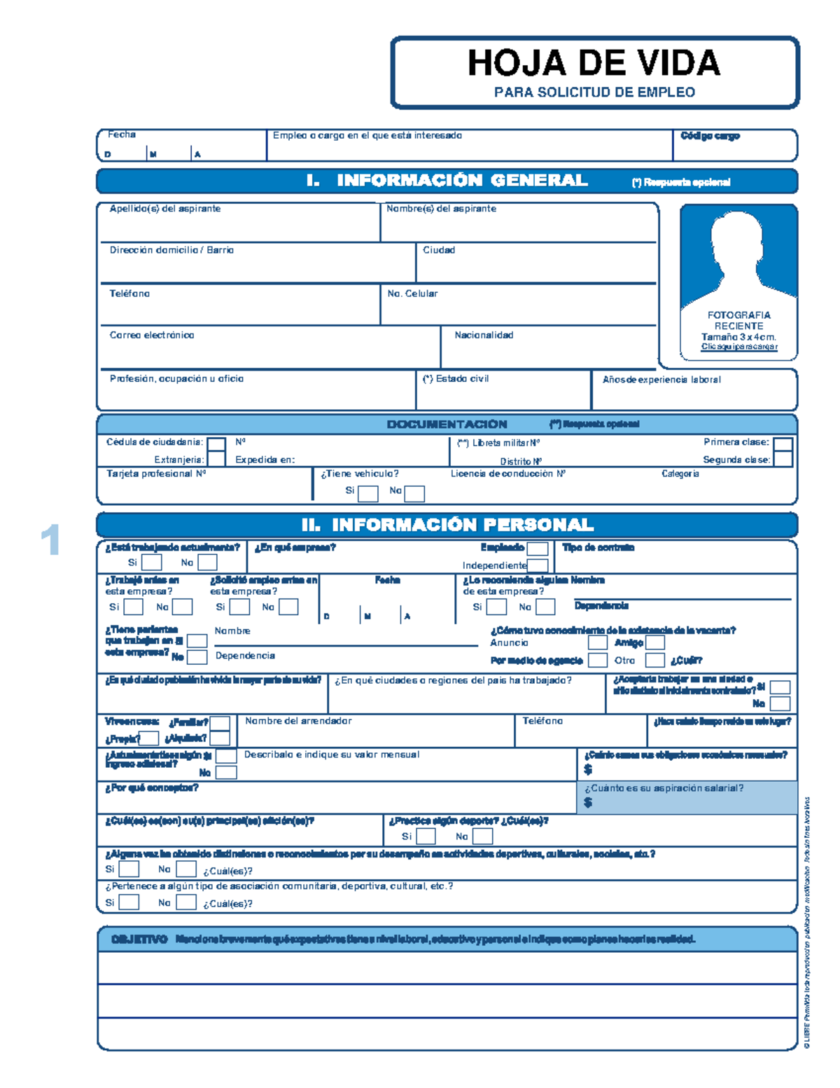 Formato de Hoja de Vida - Minerva 1003 (Solicitud de Empleo) - Document Preview