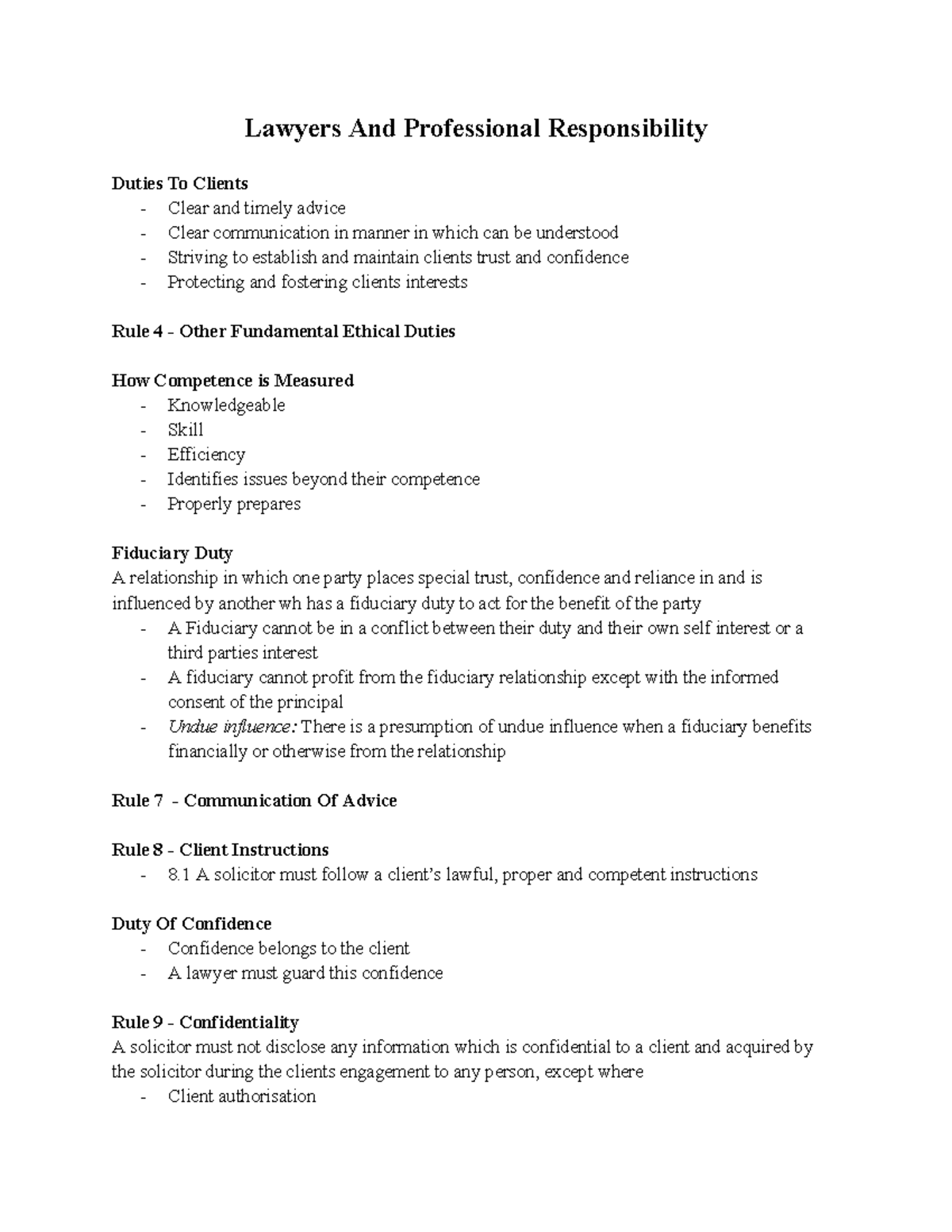 Lawyers and Professional Responsibility: Duties to Clients and Ethical ...