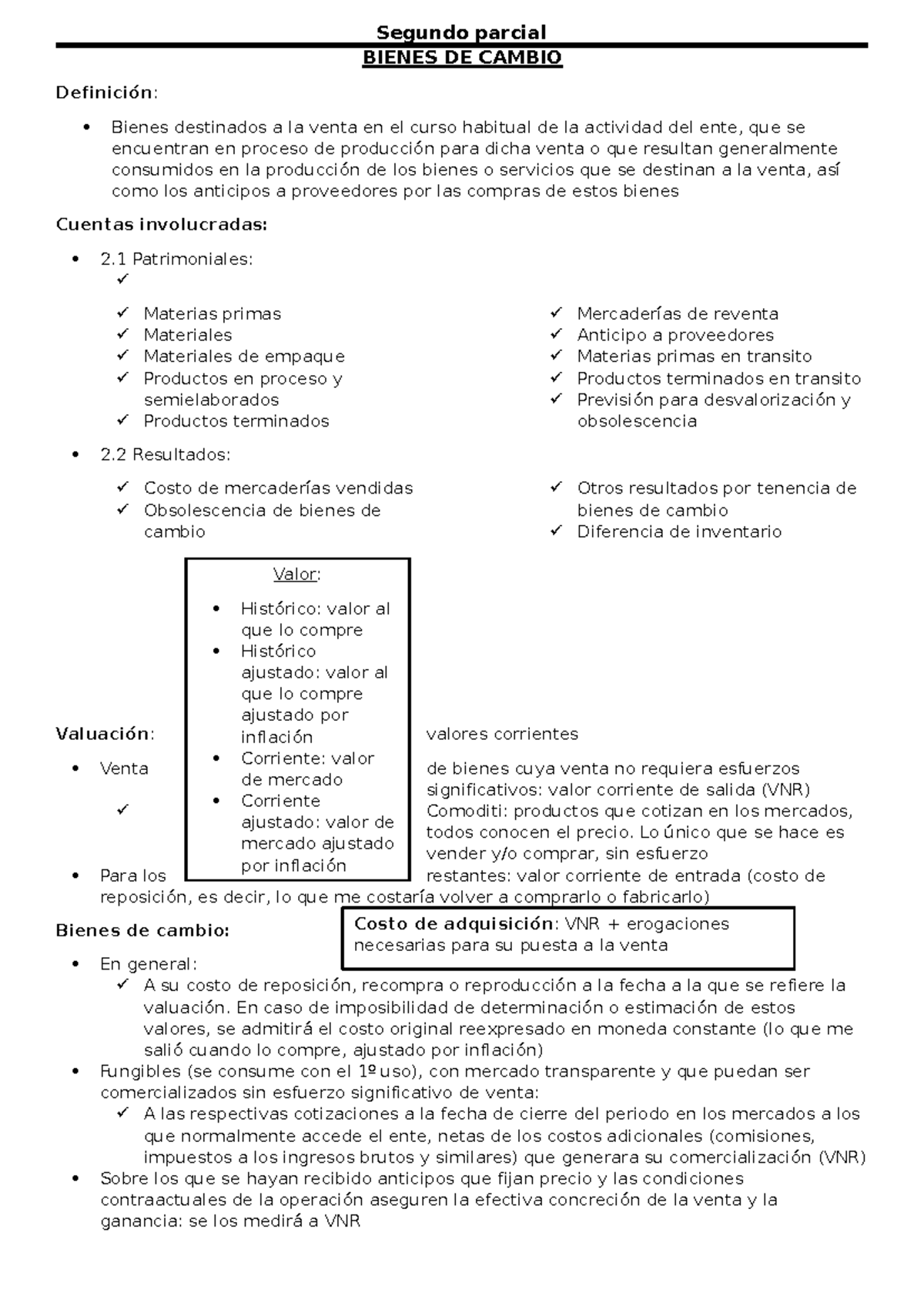 Segundo Parcial: Bienes de Cambio y Bienes de Uso en Contabilidad 2P ...