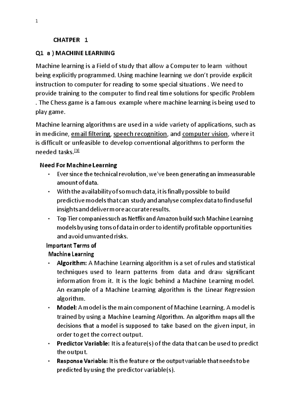 Machine Learning ML - Comprehensive Solved Question Paper Summary - Studocu