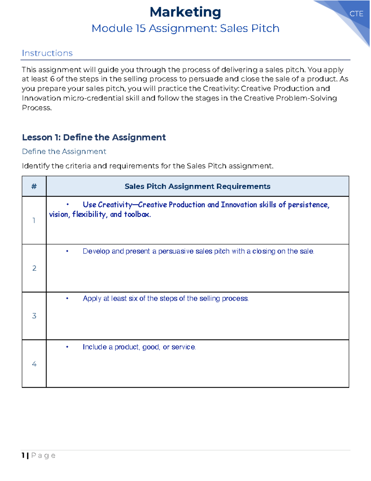 Marketing Module 15 assignment: crafting an effective sales pitch - Studocu