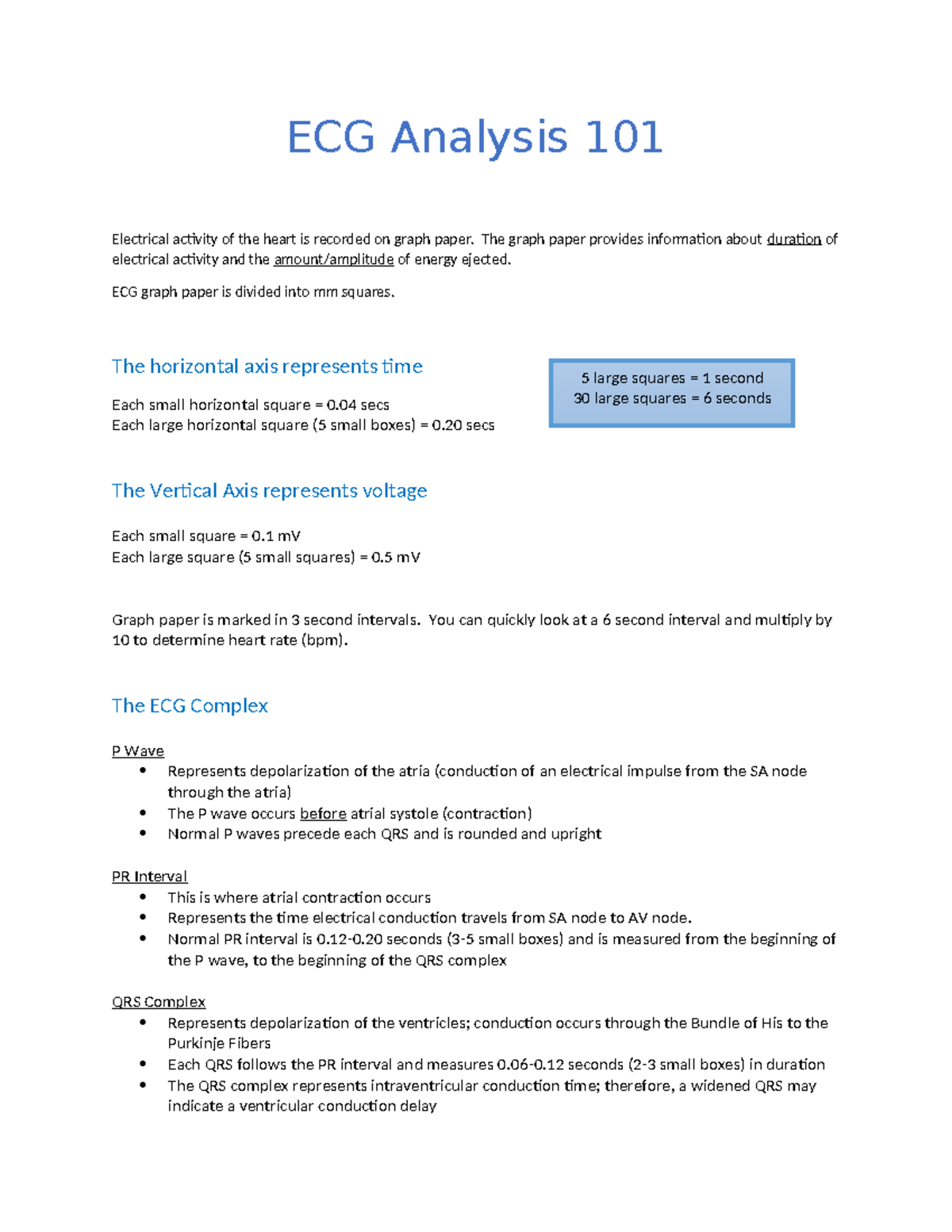 ECG Analysis 101 - ECG Analysis 101 Electrical activity of the heart is ...