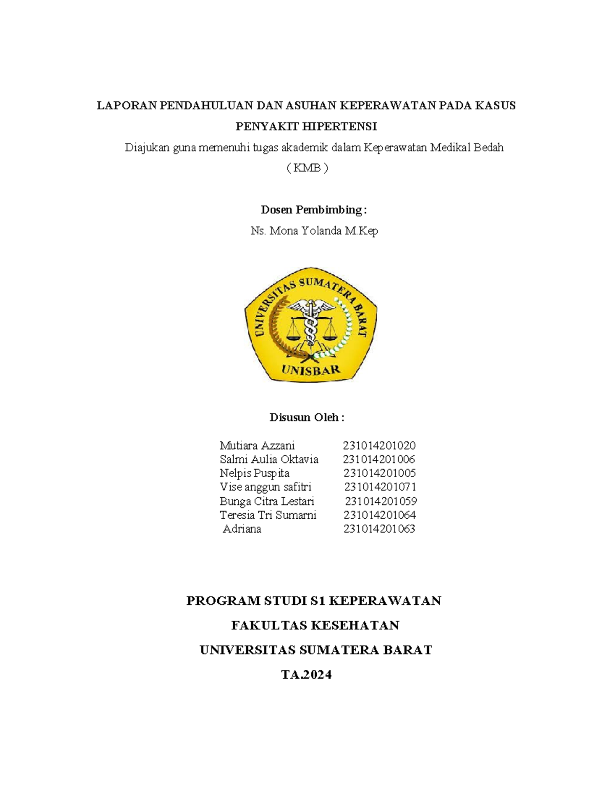 Laporan Pendahuluan dan Asuhan Keperawatan Hipertensi (KMB) - Studocu
