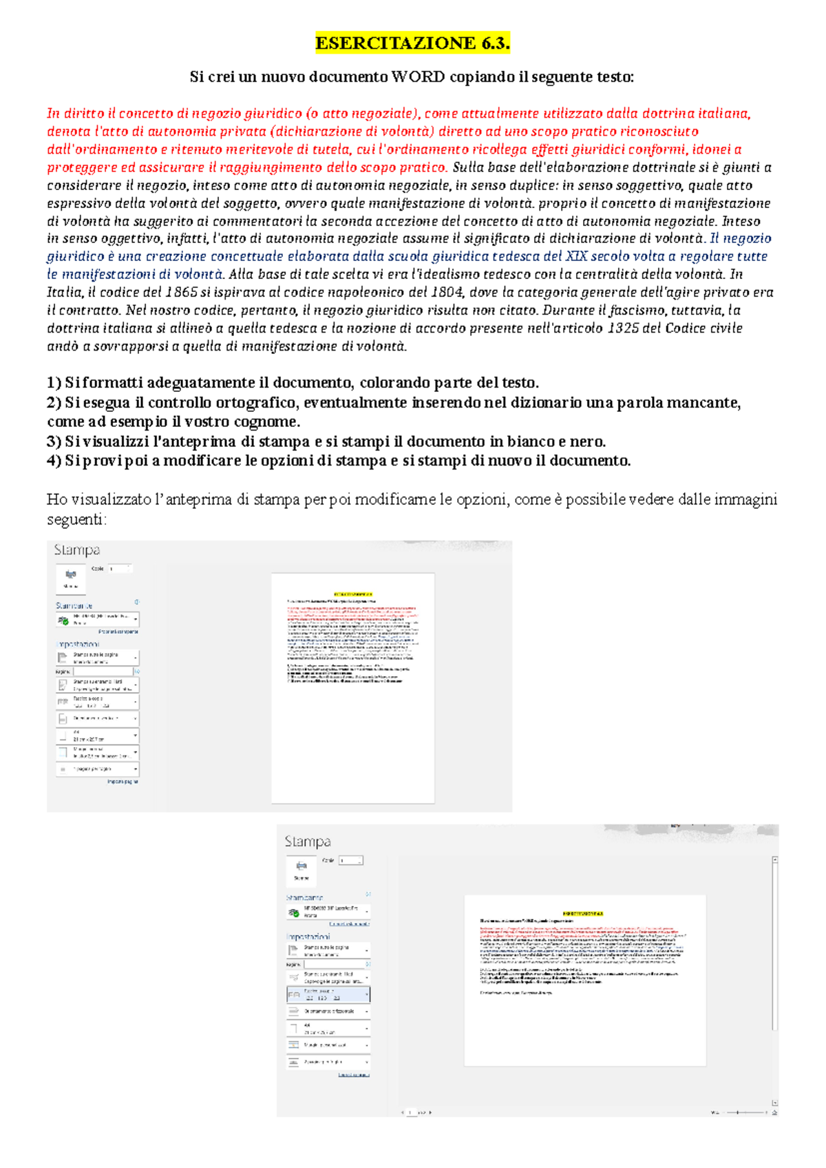 Esercitazione 6.3: Creazione e Formattazione di Documenti in WORD - Studocu