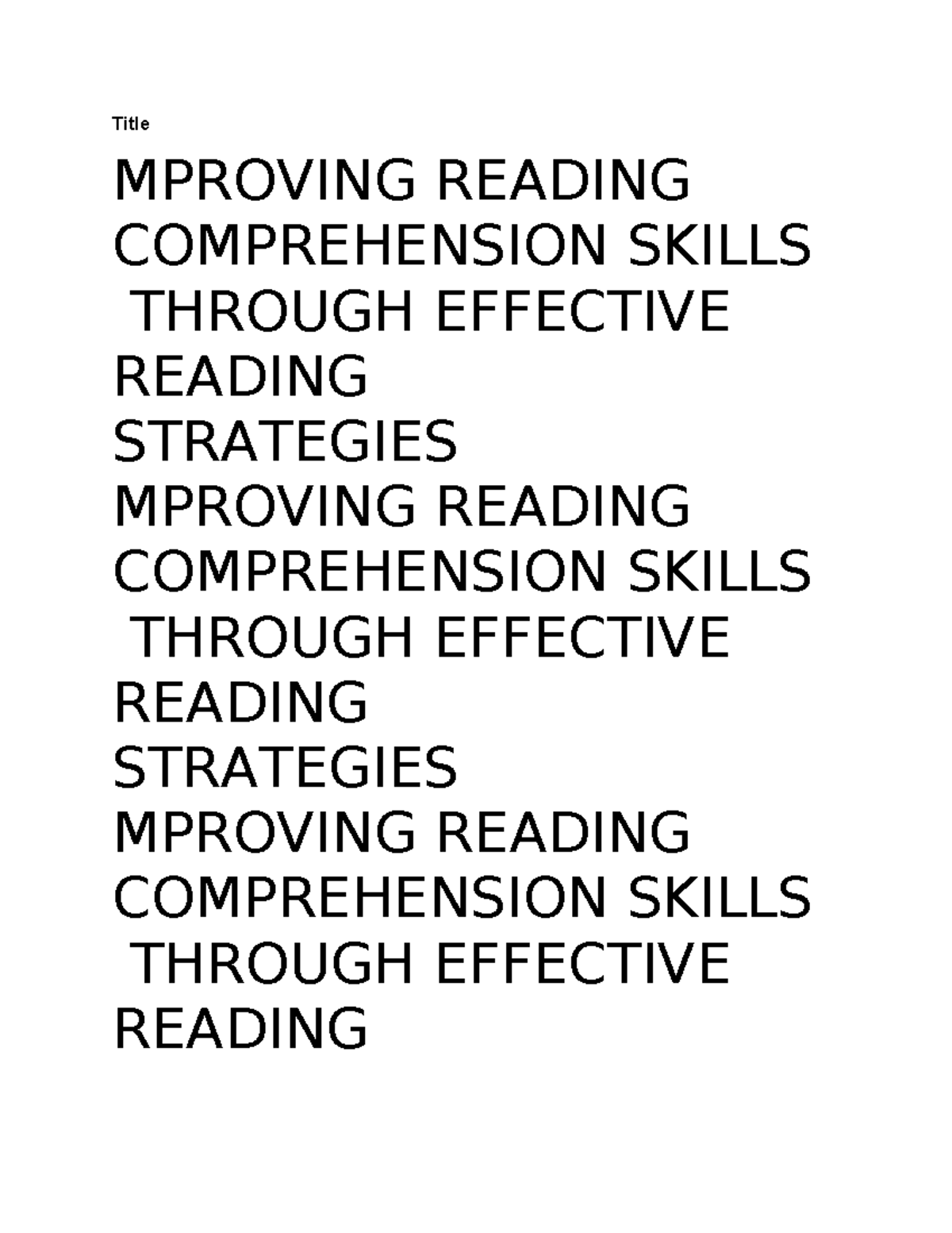Action-Research - nice - Title MPROVING READING COMPREHENSION SKILLS ...