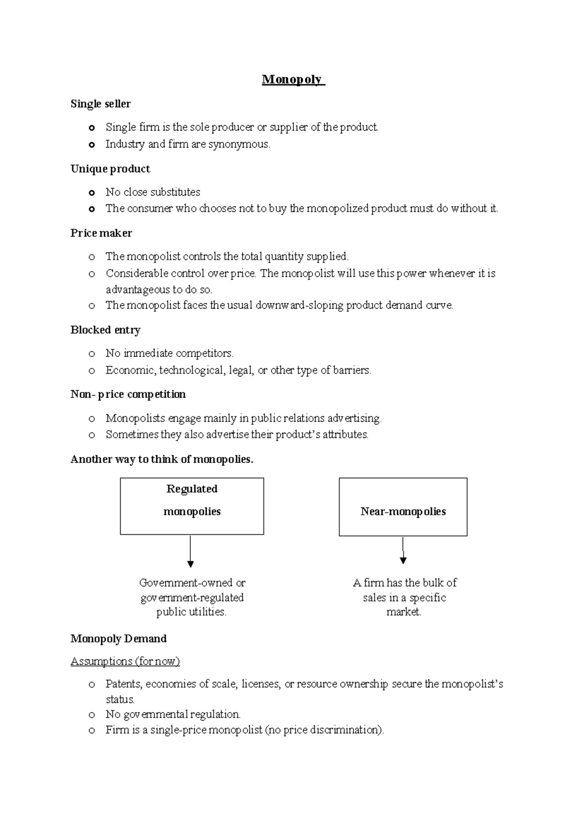 Monopoly - Key Concepts and Summaries for Economics 101 - Studocu