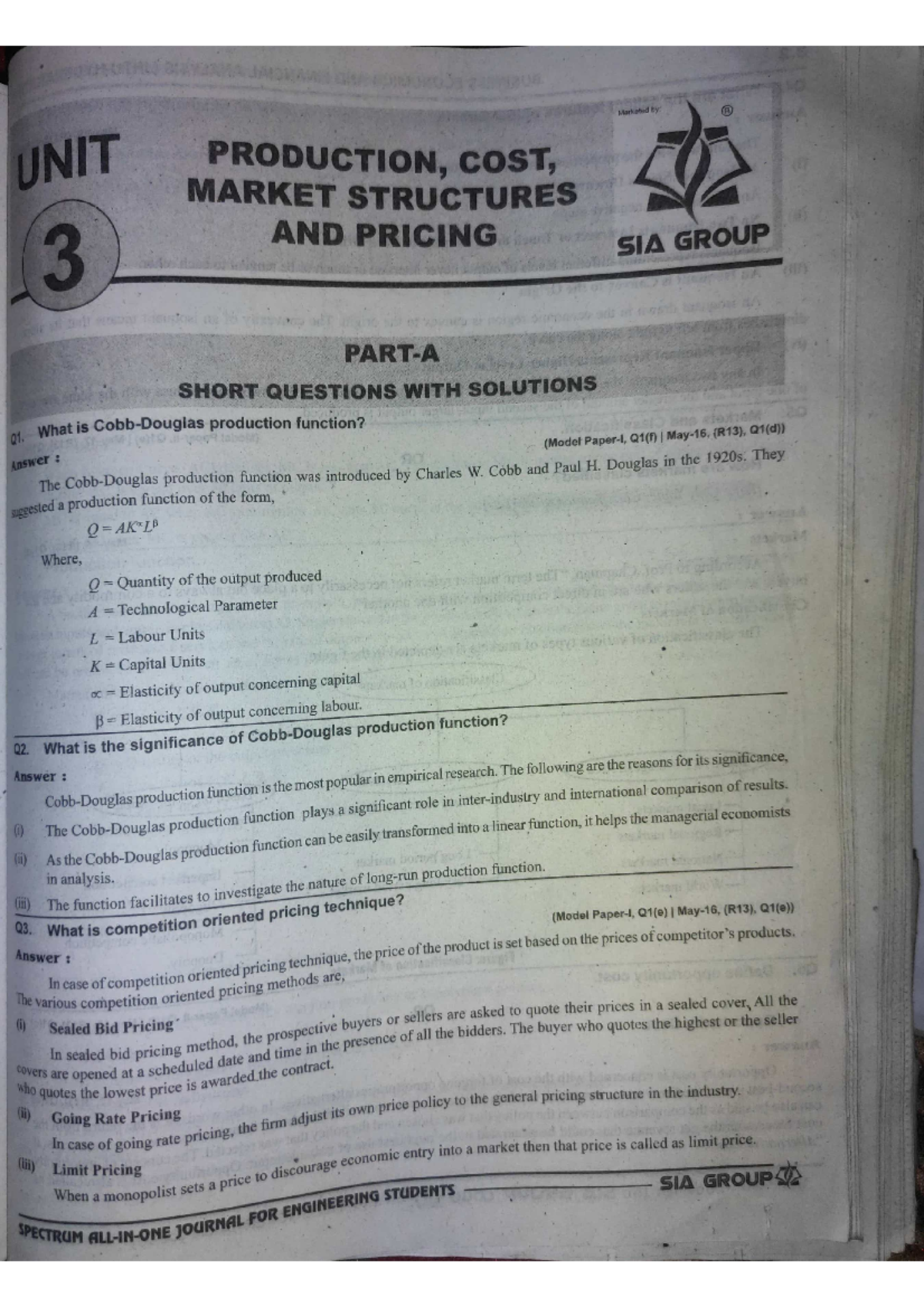 Unit 3 - BEFA Notes: Production, Cost, Market Structures & Pricing ...